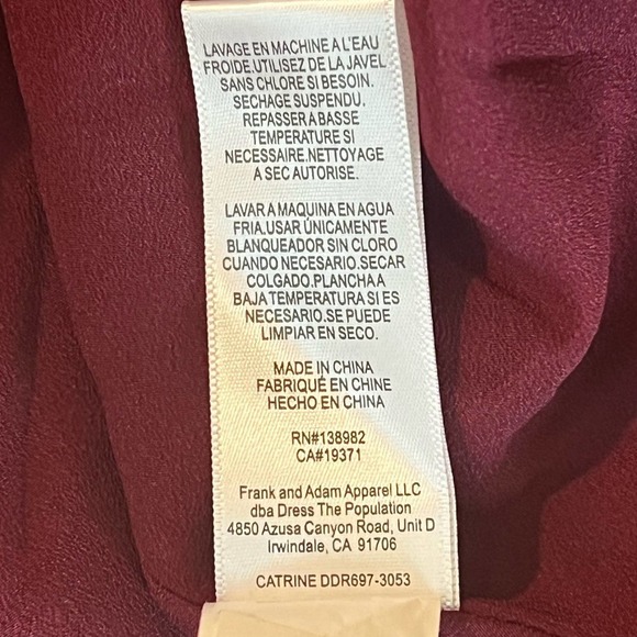 DRESS THE POPULATION CATRINE FIT & FLARE STRETCH CREPE MIDI DRESS BURGUNDY NWT - Picture 15 of 16